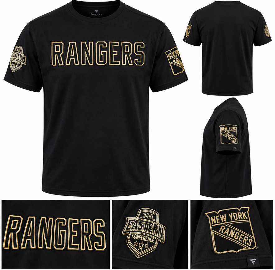 Men 2026 New York Rangers Blank Black Fanatics NHL T Shirt